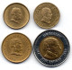 URUGUAY, Set Of Four Coins 1, 1, 2, 10 Pesos, Brass, Bimetallic, Year 1994-2000, KM # 103.1, 103.2, 104, 121 - Uruguay