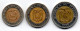 ECUADOR, Set Of Three Coins 100, 500, 1.000 Sucres, Bimetallic, Year 1995-96, KM # 96, 97, 99 - Ecuador