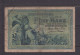 GERMANY - 1904 5 Mark Circulated Banknote As Scans - 5 Mark