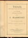 Partition Jules MASSENET Thaïs, Heugel, 1894 - Opéra