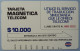 COLUMBIA - Tamura - Tarjeta Magnetica Telecom - $10.000 - Brown Reverse - Mint - Colombia