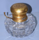 Delcampe - -RARE ANCIEN ENCRIER CRISTAL GODRONS Essuie-plumes GD Baccarat? PORTE PLUME    E - Inktpotten