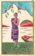 FANTAISIE - Femme - Une Femme Tenant Une Fleur - Découpage - Colorisé - Carte Postale Ancienne - Femmes