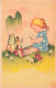 FANTAISIES - Petite Fille - Papillon Avec Un Chapeau - Colorisé - Carte Postale Ancienne - Animaux Habillés