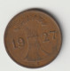 DEUTSCHES REICH 1927 E: 1 Reichspfennig, KM 37 - 1 Renten- & 1 Reichspfennig