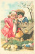 ARTS - Peintures Et Tableaux - Des Enfants Regardant Le Coq Et Ses Poussins - Carte Postale Ancienne - Malerei & Gemälde