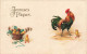 FÊTES ET VOEUX - Pâques - Un Coq Et Des Poussins - Colorisé - Carte Postale Ancienne - Pasen