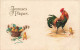 FÊTES ET VOEUX - Pâques - Un Coq Et Des Poussins - Colorisé - Carte Postale Ancienne - Pâques