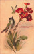 ARTS - Peintures Et Tableaux - Un Oiseau Sur Une Fleur Avec Un Papillon - Carte Postale Ancienne - Malerei & Gemälde