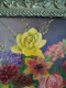 Delcampe - CÉLEVIER Huile Sur Panneau "Nature Morte Aux Roses Et Autre Fleurs Dans Un Vase" Cadre Bois Stuqué Doré - Olii