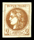* N°40A, 2c Chocolat Clair Report 1, Quatre Grandes Marges. SUP. R. (certificat)  Qualité: * - 1870 Bordeaux Printing