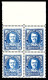 ** N°118b, 1f 50 Outremer: Impression Recto-verso En Bloc De 4 Bdf. TTB (certificat)  Qualité: **  Cote: 1000 Euros - Unused Stamps