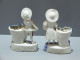 Delcampe - -2  STATUETTES PORCELAINE GERMANY PORTE BOUQUETS PORTE ALLUMETTES Raisin Bleu    E - Altri & Non Classificati