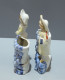 Delcampe - -2  STATUETTES PORCELAINE GERMANY PORTE BOUQUETS PORTE ALLUMETTES Raisin Bleu    E - Autres & Non Classés