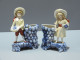 Delcampe - -2  STATUETTES PORCELAINE GERMANY PORTE BOUQUETS PORTE ALLUMETTES Raisin Bleu    E - Autres & Non Classés