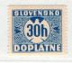 Slovaquie 1939 Mi P 4 (Yv TT 4), (MH)* Trace De Charniere Propre, Gomme Ligné Verticalement - Ungebraucht