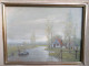 Ancien Tableau Paysage Pastoral Vaches Paissant En Bordure De Rivière Signé B. Peters. - Oils