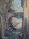 Delcampe - DINO SILVESTRE Huile Sur Toile "Vieille Ruelle Animée De Deux Hommes Assis Et Chèvres" - Huiles