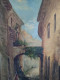 Delcampe - DINO SILVESTRE Huile Sur Toile "Vieille Ruelle Animée De Deux Hommes Assis Et Chèvres" - Oils