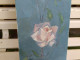Tableau Huile Sur Toile Bouquet De Roses Sur Fond Bleu Signé Leray - Oelbilder