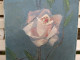 Delcampe - Tableau Huile Sur Toile Bouquet De Roses Sur Fond Bleu Signé Leray - Oelbilder