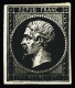 Essai N°10 25c ESSAI En Noir Sans "B" Dans Le Cou, Sur Papier Carton, Avec Au Recto Impression à Cheval De Deux N° 4 25c - 1852 Luis-Napoléon