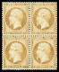Bloc De 4,* N°23 40c Orange En Bloc De 4, Légère Charnière, TTB, RR. Signé Roumet, Cert. JF.Brun - 1862 Napoleon III