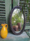 Miroir Ovale Fer Forgé Décor Chaine Design Brutaliste Vintage. - Autres & Non Classés