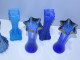 Delcampe - -LOT De 7 PETITS VASES VERRE 6 De Couleur Bleue & 1 Incolore Jus De Grenier     E - Vasen