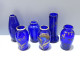 -LOT De 6 PETITS VASES VERRE De Couleur Bleue Collection  Jus De Grenier    E - Vazen