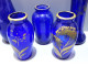 Delcampe - -LOT De 6 PETITS VASES VERRE De Couleur Bleue Collection  Jus De Grenier    E - Vazen