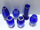 Delcampe - -LOT De 6 PETITS VASES VERRE De Couleur Bleue Collection  Jus De Grenier    E - Jarrones