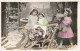 FÊTES ET VOEUX -  Heureux Noël - Trois Fillettes Sur Un Traineau - Colorisé - Carte Postale Ancienne - Autres & Non Classés