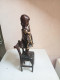 Delcampe - Statuette La Fille Sur La Chaise En Bronze XIXème Hauteur 31 Cm - Bronzes