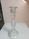 Delcampe - Bougeoir En Verre Moulé Ancien Hauteur 25 Cm - Chandeliers, Candelabras & Candleholders