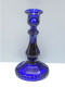 Delcampe - -JOLI ANCIEN BOUGEOIR En VERRE BLEU Moulé Déco TABLE BOUGIE COLLECTION   E - Chandeliers, Candelabras & Candleholders