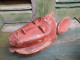 Delcampe - Masque Ethnique Africain Bois Ocre Rouge Afrique 02 - African Art