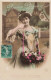 FETES ET VOEUX - Pâques - Une Femme Un Panier D'œufs - Colorisé - Carte Postale Ancienne - Pâques