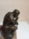 Delcampe - Reproduction Bronze Le Penseur De Rodin Sur Socle En Marbre Hauteur 15 Cm - Bronces
