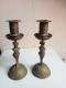 Delcampe - Deux Bougeoirs En Bronze XIXème Hauteur 22 Cm - Candeleros, Candelabros Y Palmatorias