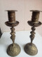 Delcampe - Deux Bougeoirs En Bronze XIXème Hauteur 22 Cm - Chandeliers, Candelabras & Candleholders