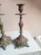 Delcampe - Deux Bougeoirs En Bronze XIXème Hauteur 28 Cm - Candeleros, Candelabros Y Palmatorias