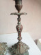 Delcampe - Deux Bougeoirs En Bronze XIXème Hauteur 28 Cm - Candeleros, Candelabros Y Palmatorias