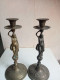 Deux Bougeoirs En Bronze XIXème Hauteur 25 Cm - Chandeliers, Candelabras & Candleholders
