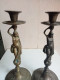 Delcampe - Deux Bougeoirs En Bronze XIXème Hauteur 25 Cm - Chandeliers, Candélabres & Bougeoirs