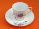 Tasse / Soucoupe à Café Ancienne Porcelaine Blanche Décor Floral / Papillon - Otros & Sin Clasificación