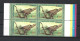 Argentina 1995 Musician Bird Greenish Gum Permanent Block Of Four MNH CV USD 80 - Neufs