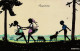 TH3355  --   MANNI GROSZE   Pinx.  --   RINGELREIHEN --  GIRLS --  SHEEP, MOUTON  --  ART DECO  --  SILHOUETTE - Grosze, Manni