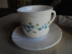 Vintage - 2 Tasses à Thé/chocolat 1 Soucoupe Myosotis Arcopal France - Cups