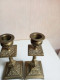 Delcampe - 2 Bougeoirs En Bronze Doré XIXème Hauteur 18 Cm - Brons